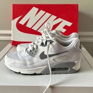 Nike air max 90 white and gray, womens size 7.5